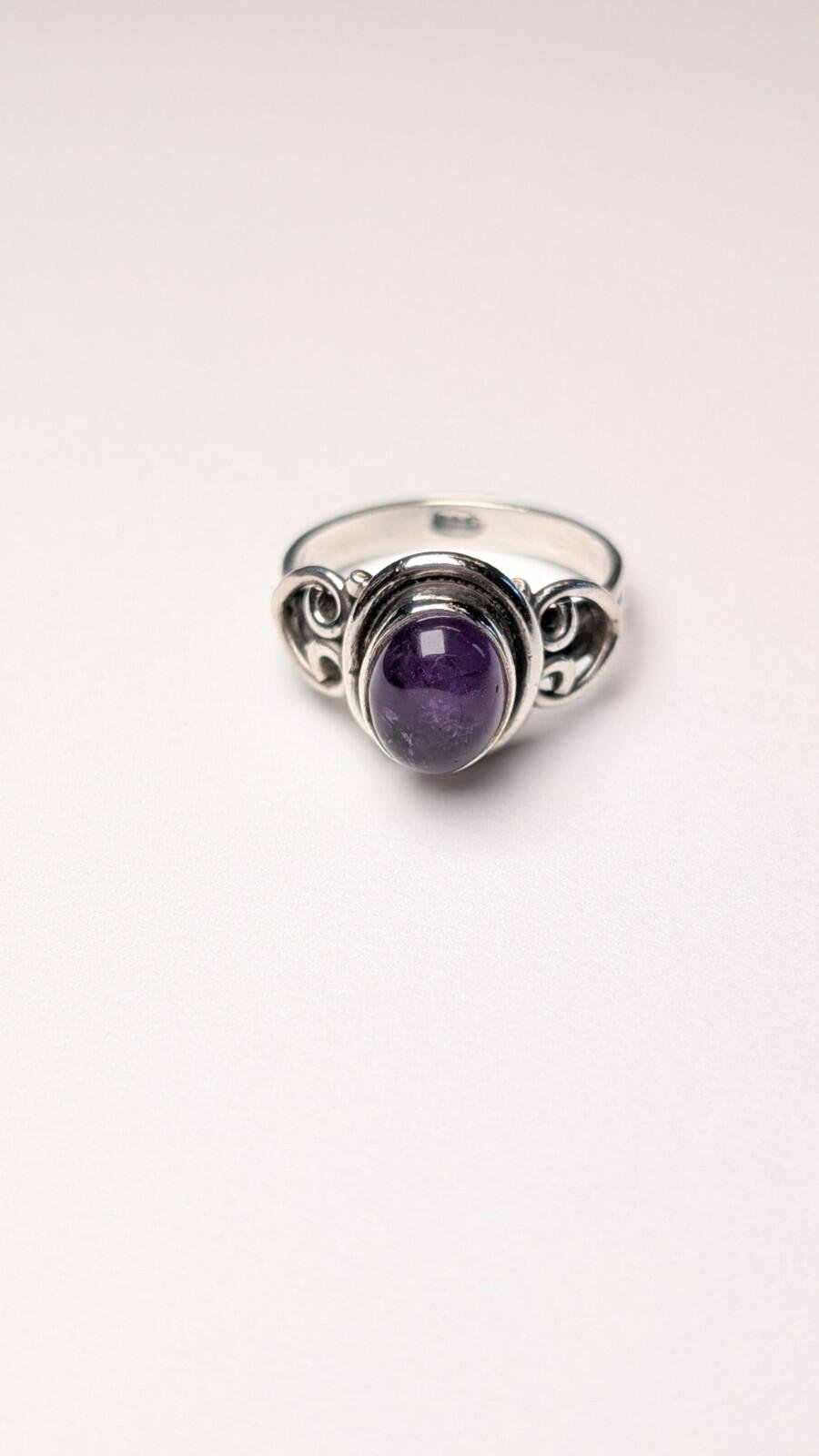 Vintage Sterling Silver Amethyst Ring | Size L 1/2 | 925 Silver Amethyst Ring - Image 3