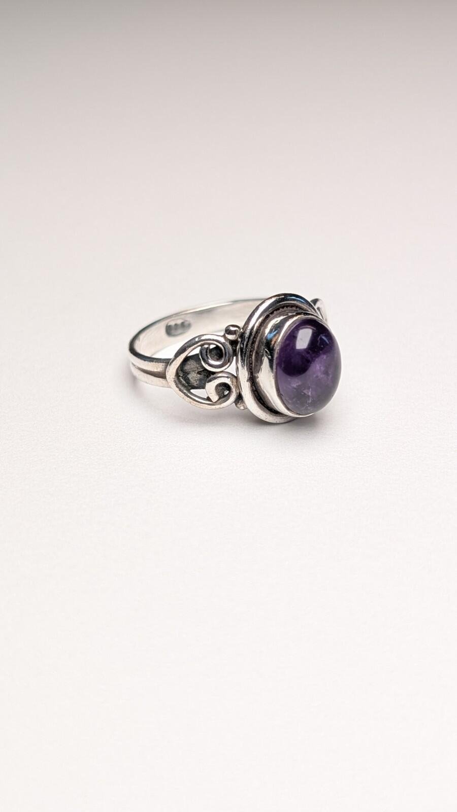 Vintage Sterling Silver Amethyst Ring | Size L 1/2 | 925 Silver Amethyst Ring - Image 4