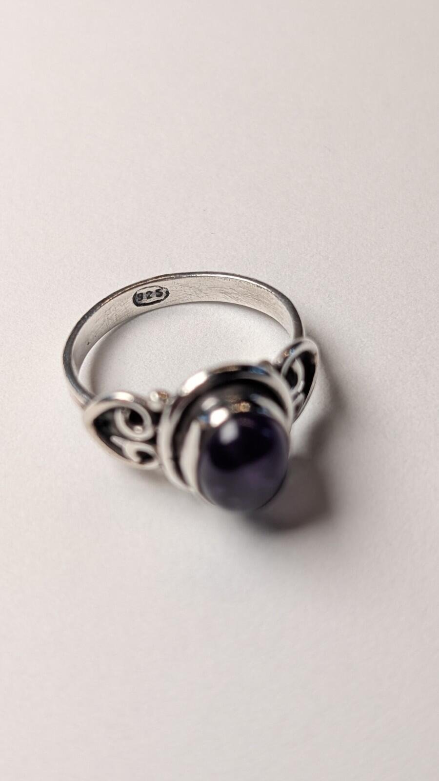Vintage Sterling Silver Amethyst Ring | Size L 1/2 | 925 Silver Amethyst Ring - Image 5
