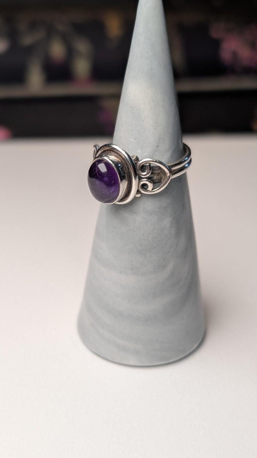 Vintage Sterling Silver Amethyst Ring | Size L 1/2 | 925 Silver Amethyst Ring - Image 6