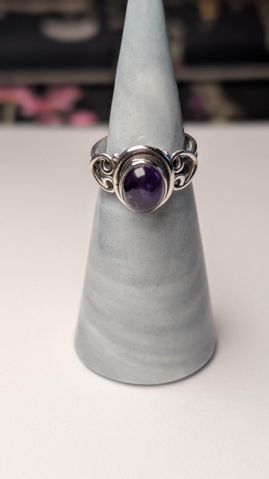 Vintage Sterling Silver Amethyst Ring | Size L 1/2 | 925 Silver Amethyst Ring - Image 8