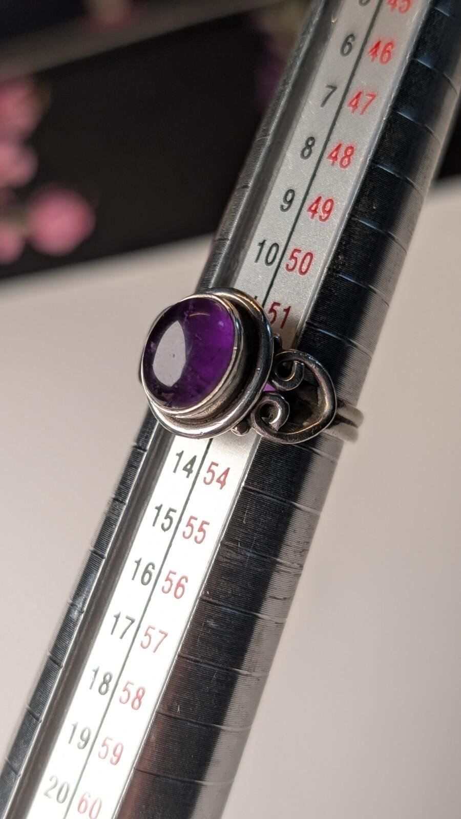 Vintage Sterling Silver Amethyst Ring | Size L 1/2 | 925 Silver Amethyst Ring - Image 9