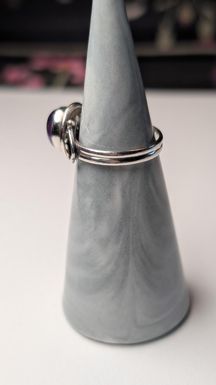 Vintage Sterling Silver Amethyst Ring | Size L 1/2 | 925 Silver Amethyst Ring - Image 11