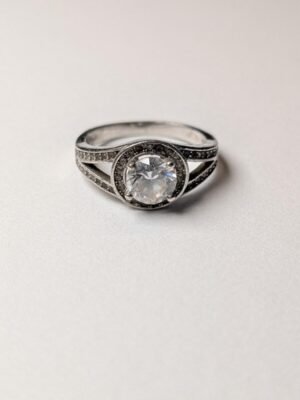 Vintage Sterling Silver CZ Stone Ring | Size M 1/2 | 925 Silver