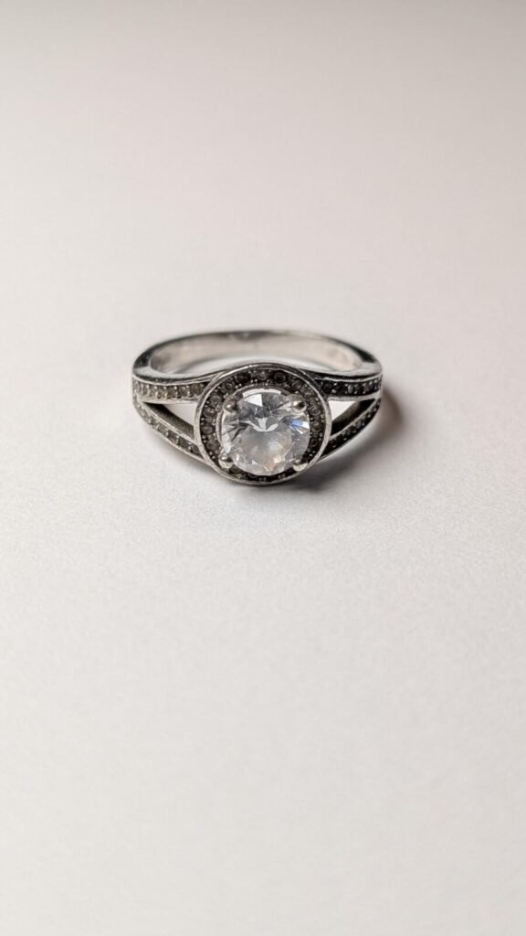 Vintage Sterling Silver CZ Stone Ring | Size M 1/2 | 925 Silver