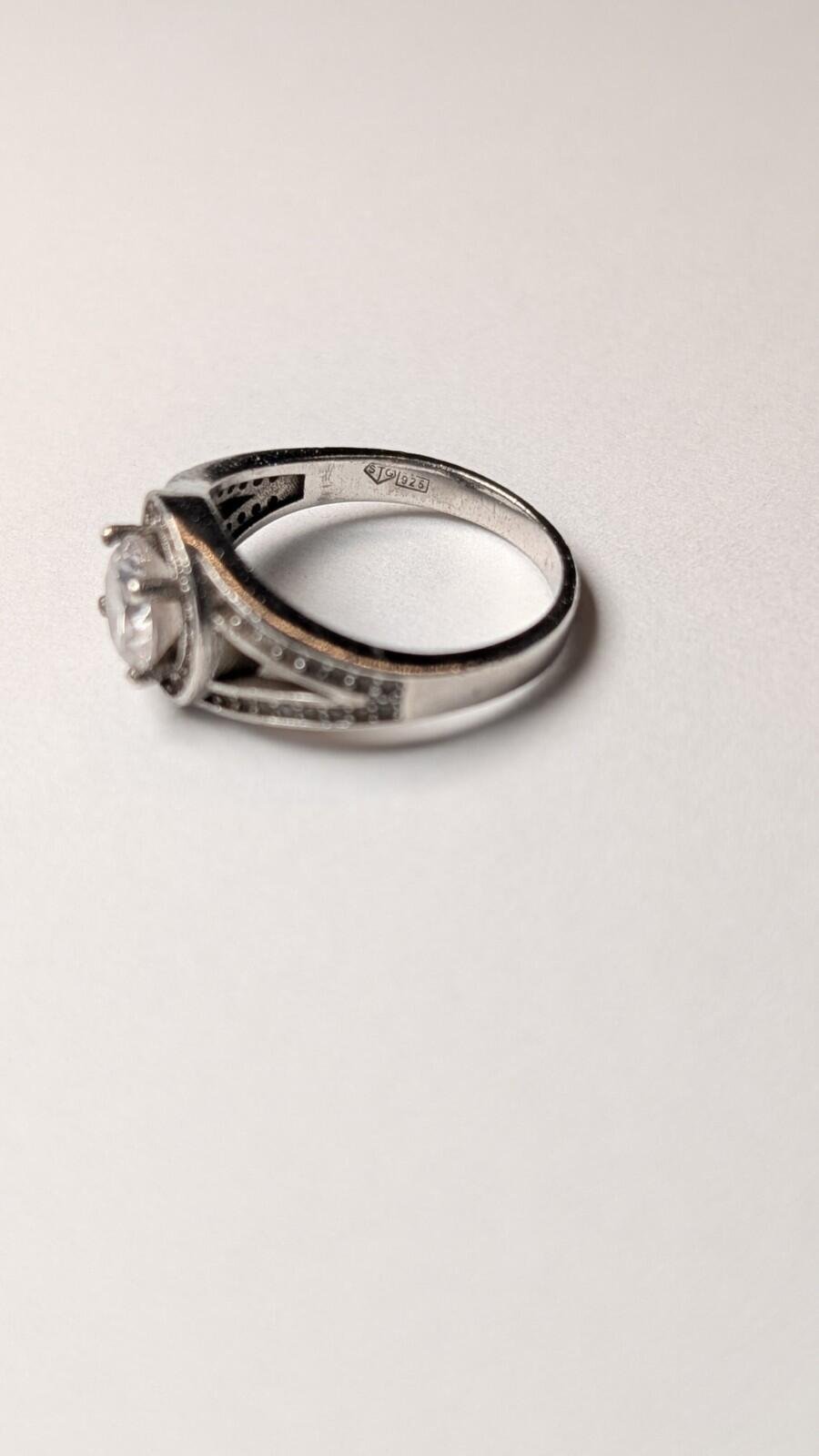 Vintage Sterling Silver CZ Stone Ring | Size M 1/2 | 925 Silver - Image 2