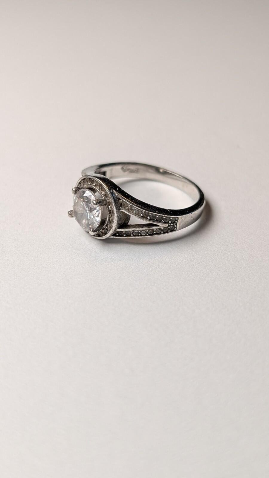 Vintage Sterling Silver CZ Stone Ring | Size M 1/2 | 925 Silver - Image 3