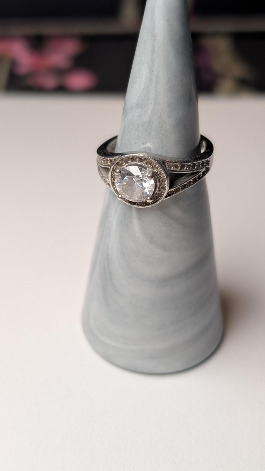 Vintage Sterling Silver CZ Stone Ring | Size M 1/2 | 925 Silver - Image 5