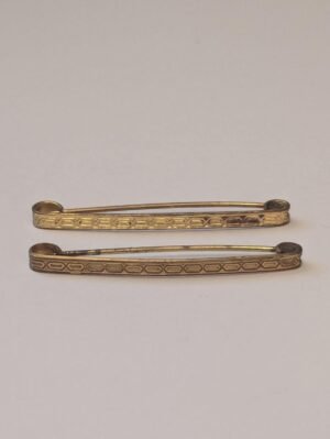 Antique Pair Of Edwardian/Victorian Gold Tone Pin Brooches
