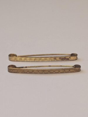 Antique Pair Of Edwardian/Victorian Gold Tone Pin Brooches