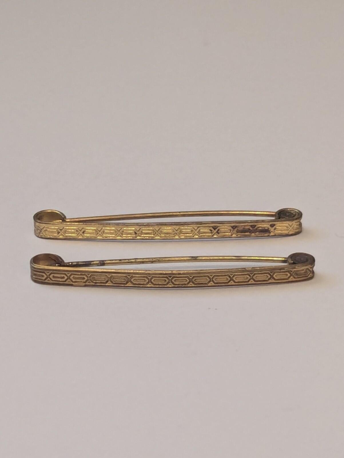 Antique Pair Of Edwardian/Victorian Gold Tone Pin Brooches