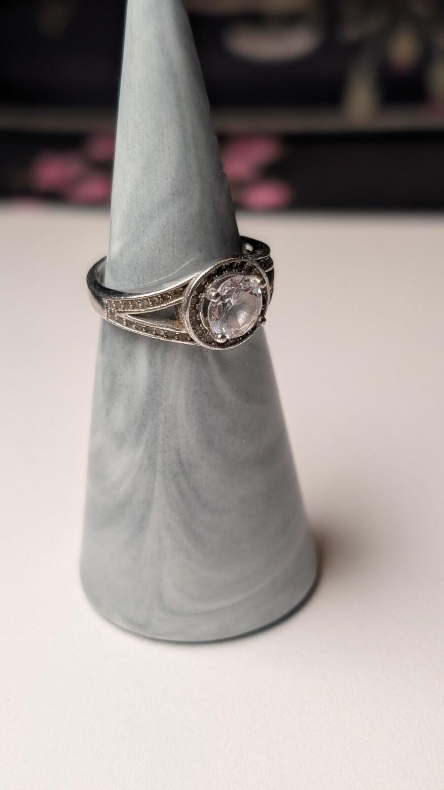 Vintage Sterling Silver CZ Stone Ring | Size M 1/2 | 925 Silver - Image 9