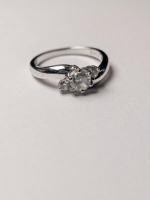 Vintage Sterling Silver 3 Stone Trilogy Ring | Size N 1/2 | 925 Silver