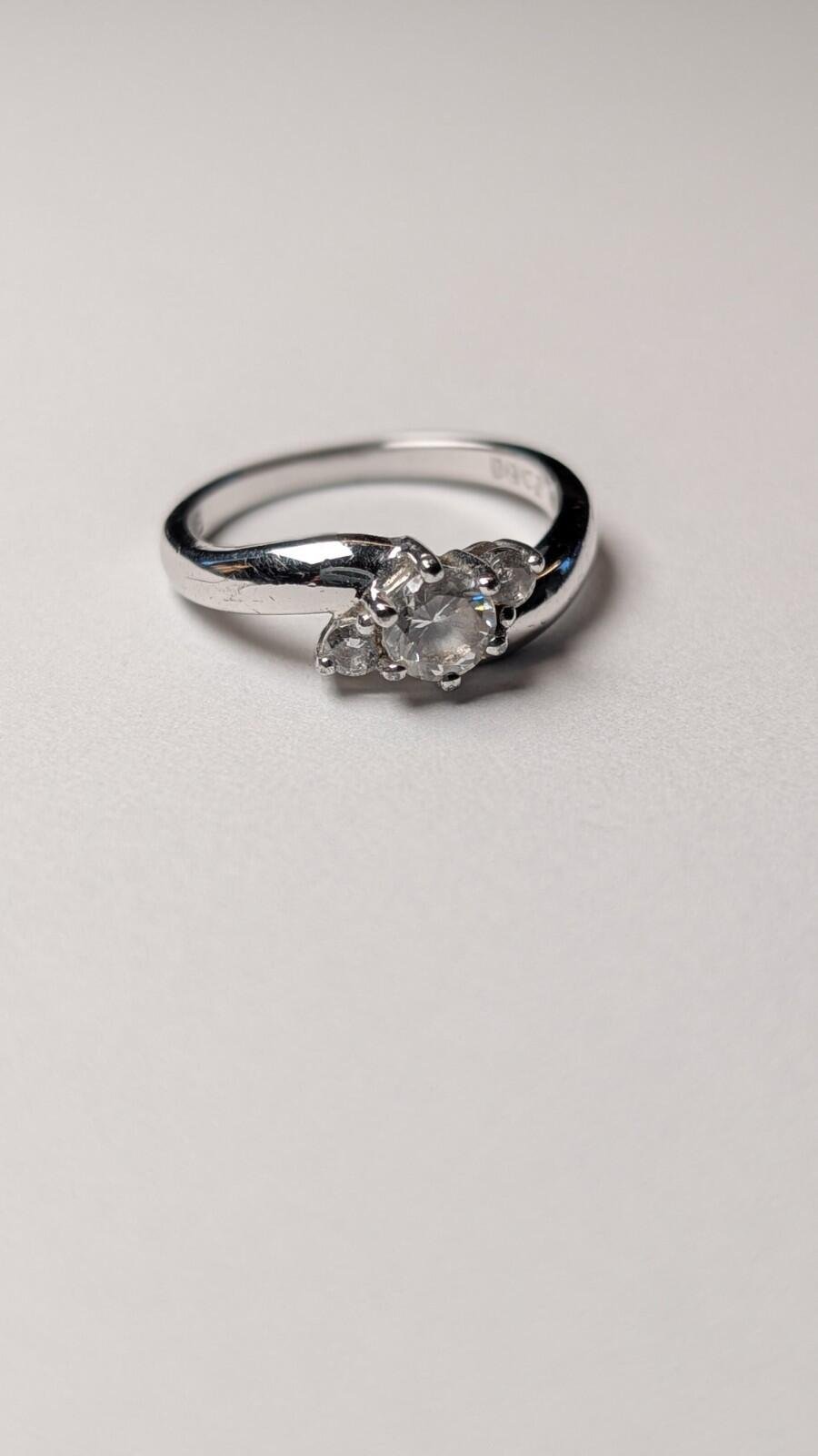 Vintage Sterling Silver 3 Stone Trilogy Ring | Size N 1/2 | 925 Silver