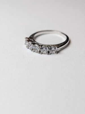 Vintage Sterling Silver 5 Stone Ring | Size M 1/2 | 925 Silver