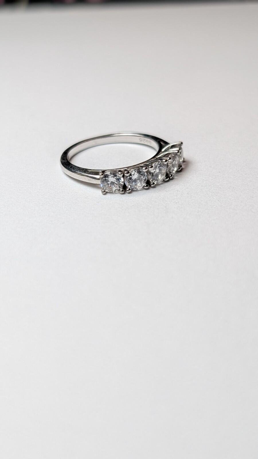 Vintage Sterling Silver 5 Stone Ring | Size M 1/2 | 925 Silver - Image 3