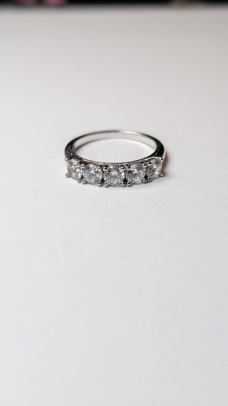 Vintage Sterling Silver 5 Stone Ring | Size M 1/2 | 925 Silver - Image 4