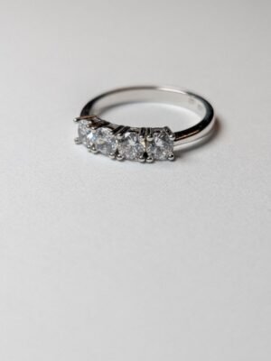 Vintage Sterling Silver Clear Gemstone 4 Stone Ring | Size P 1/2 | 925 Silver
