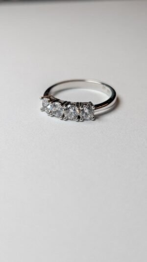 Vintage Sterling Silver Clear Gemstone 4 Stone Ring | Size P 1/2 | 925 Silver