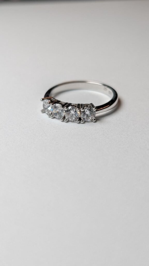 Vintage Sterling Silver Clear Gemstone 4 Stone Ring | Size P 1/2 | 925 Silver