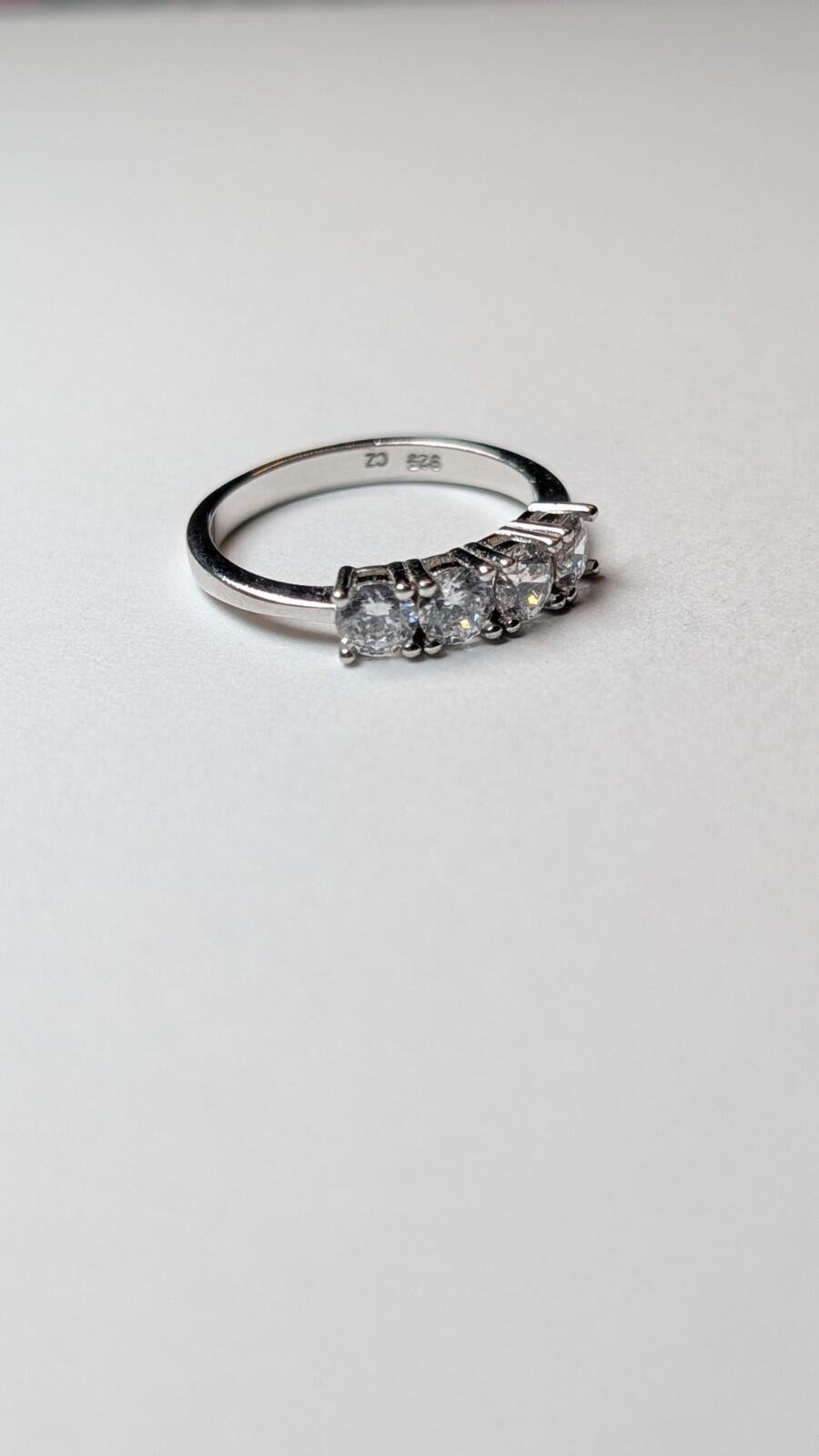 Vintage Sterling Silver Clear Gemstone 4 Stone Ring | Size P 1/2 | 925 Silver - Image 3
