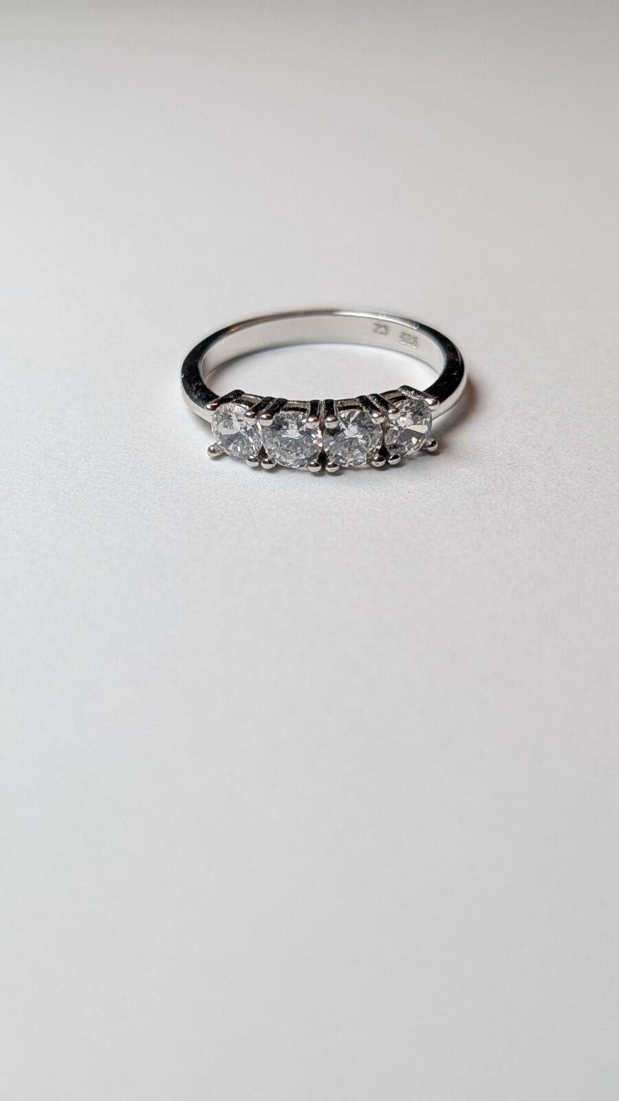 Vintage Sterling Silver Clear Gemstone 4 Stone Ring | Size P 1/2 | 925 Silver - Image 4