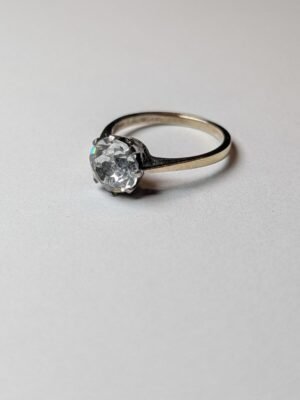 Vintage Sterling Silver Solitaire Clear Gemstone Ring | Size M | 925 Silver