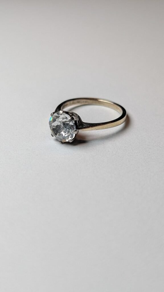 Vintage Sterling Silver Solitaire Clear Gemstone Ring | Size M | 925 Silver