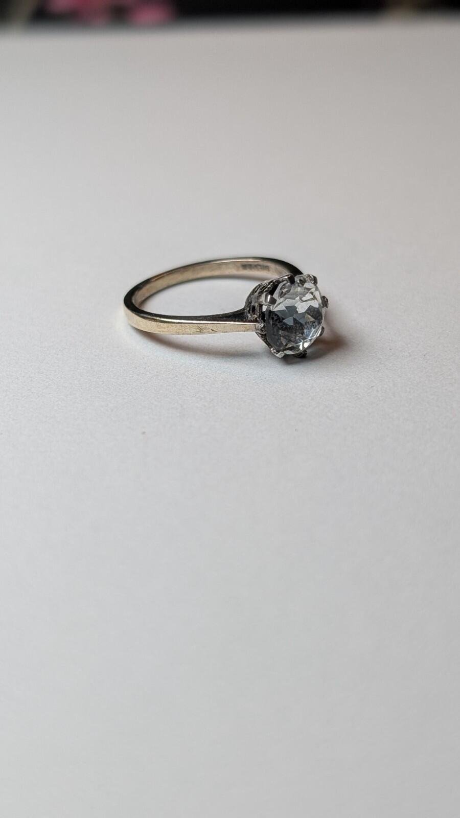 Vintage Sterling Silver Solitaire Clear Gemstone Ring | Size M | 925 Silver - Image 2