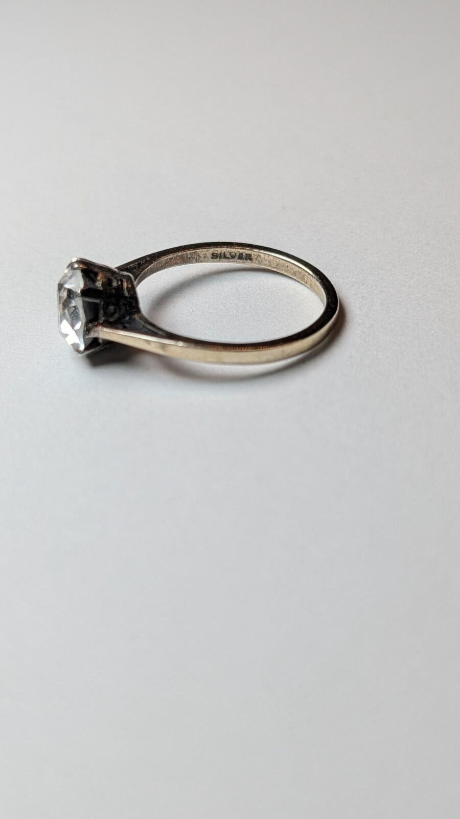 Vintage Sterling Silver Solitaire Clear Gemstone Ring | Size M | 925 Silver - Image 4