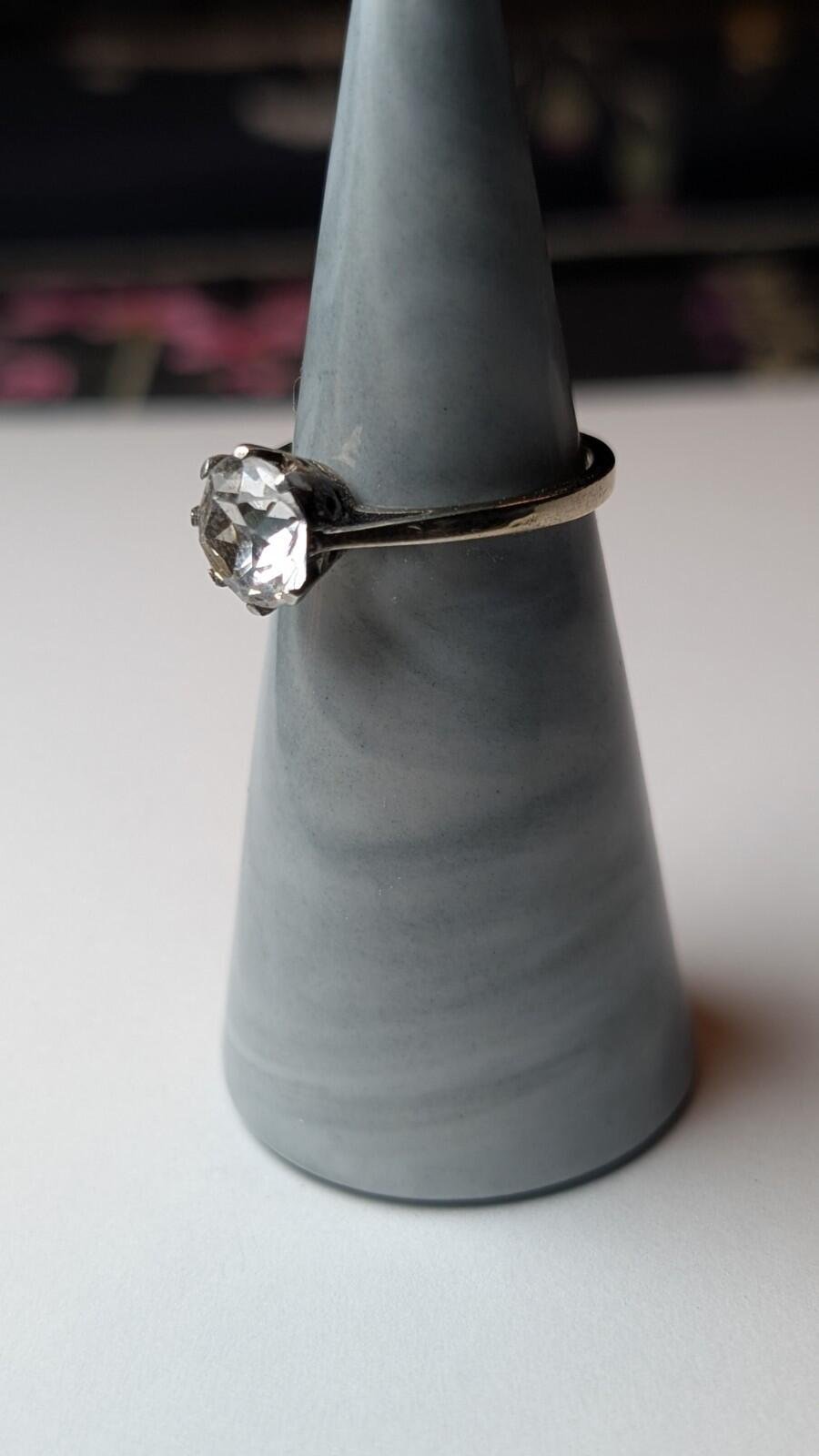 Vintage Sterling Silver Solitaire Clear Gemstone Ring | Size M | 925 Silver - Image 5