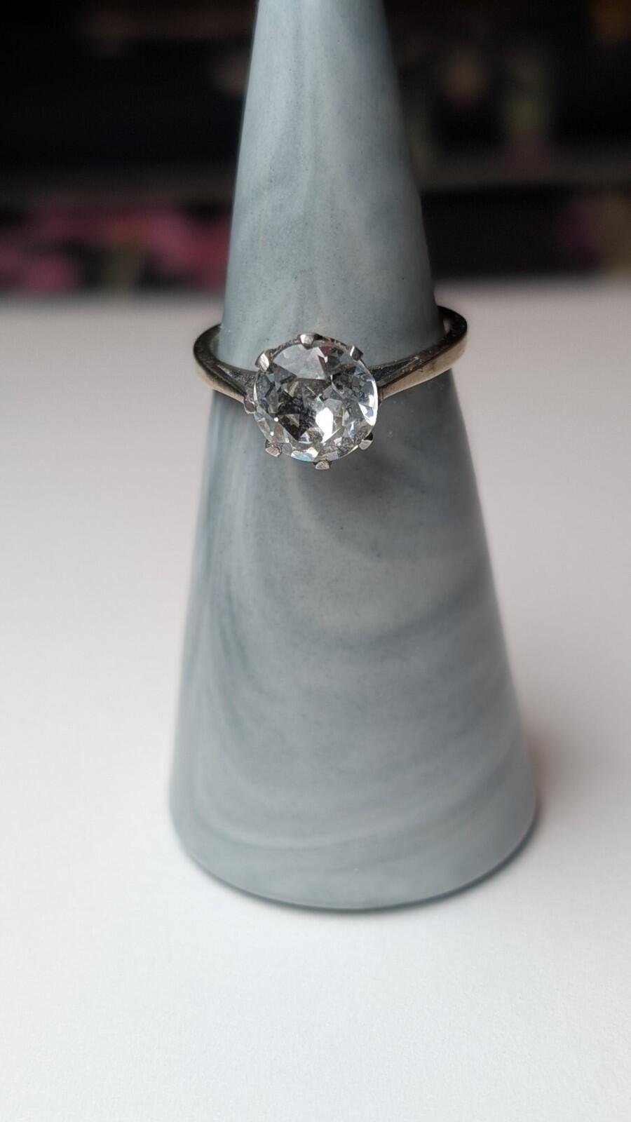 Vintage Sterling Silver Solitaire Clear Gemstone Ring | Size M | 925 Silver - Image 6