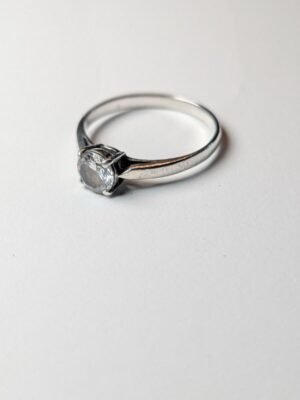 Vintage Sterling Silver Solitaire Gemstone Ring | Size Q 1/2 | 925 Silver