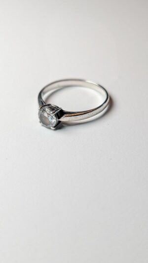 Vintage Sterling Silver Solitaire Gemstone Ring | Size Q 1/2 | 925 Silver