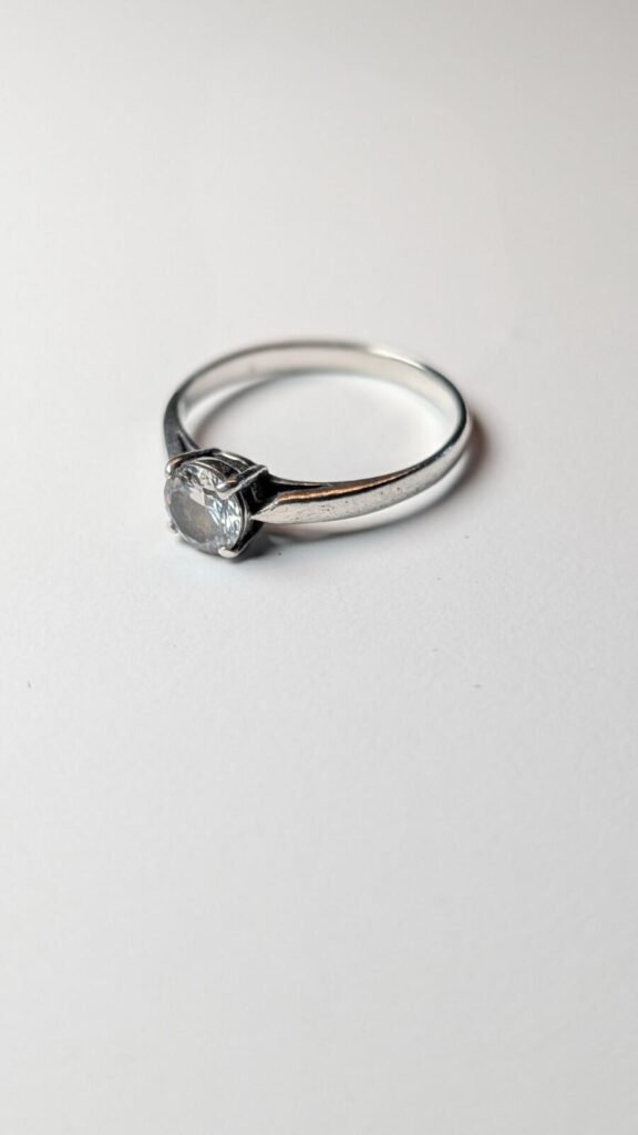 Vintage Sterling Silver Solitaire Gemstone Ring | Size Q 1/2 | 925 Silver