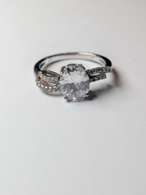 Vintage Sterling Silver CZ Stone Ring | Size N | 925 Silver