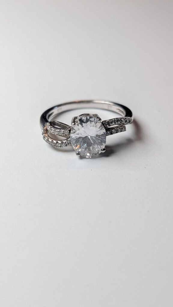 Vintage Sterling Silver CZ Stone Ring | Size N | 925 Silver
