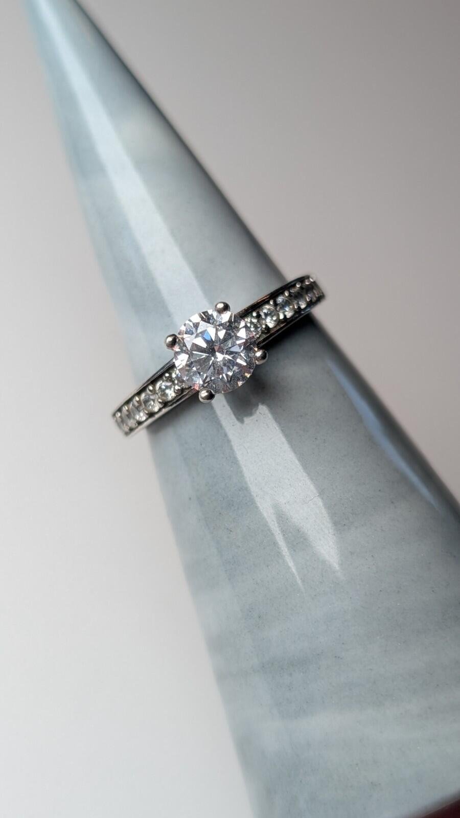 Vintage Sterling Silver CZ Stone Ring | Size N | 925 Silver