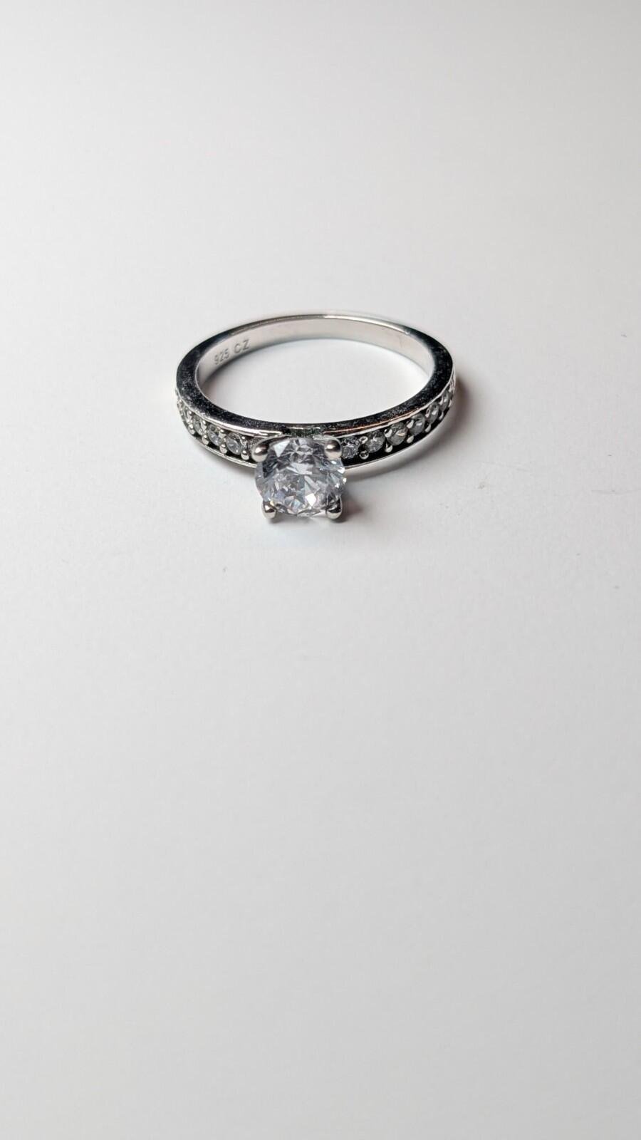 Vintage Sterling Silver CZ Stone Ring | Size N | 925 Silver - Image 6
