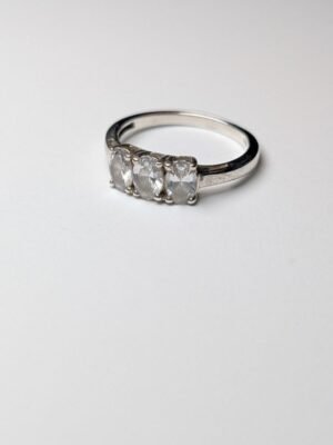Vintage Sterling Silver Swarovski CZ 3 Stone Ring | Size N | 925 Silver