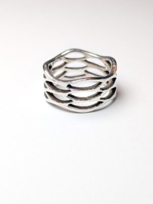 Vintage Sterling Silver Waves Openwork Ring | Size Q | 925 Silver