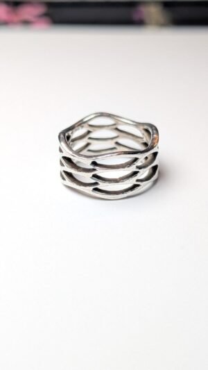Vintage Sterling Silver Waves Openwork Ring | Size Q | 925 Silver