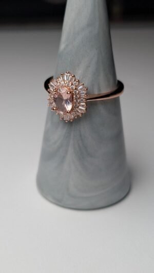Vintage Sterling Silver Pink CZ Cluster Ring | Size S | Rose Gold Tone