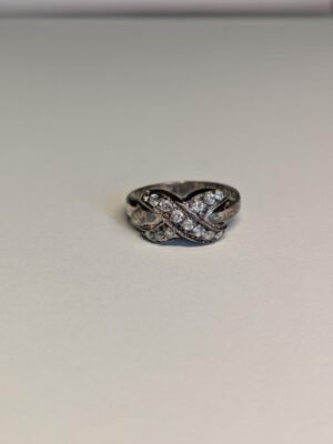 Vintage Sterling Silver CZ Cross Ring | Size M | 925 Silver