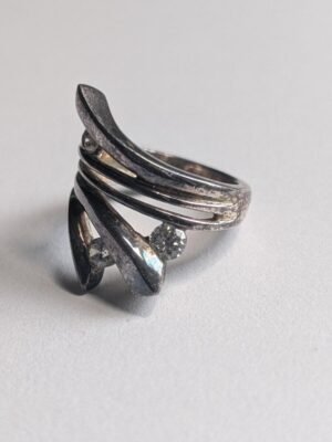 Vintage Sterling Silver DQCZ Abstract Ring | Size M 1/2 | 925 Silver