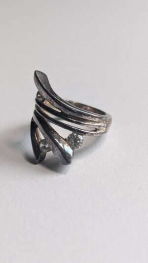 Vintage Sterling Silver DQCZ Abstract Ring | Size M 1/2 | 925 Silver