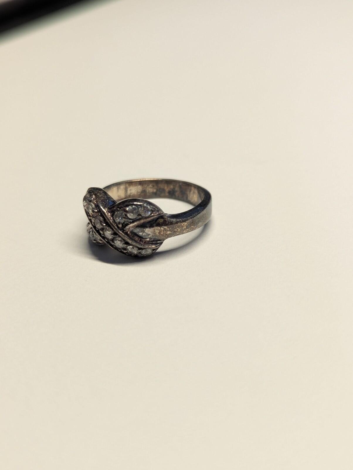 Vintage Sterling Silver CZ Cross Ring | Size M | 925 Silver - Image 3