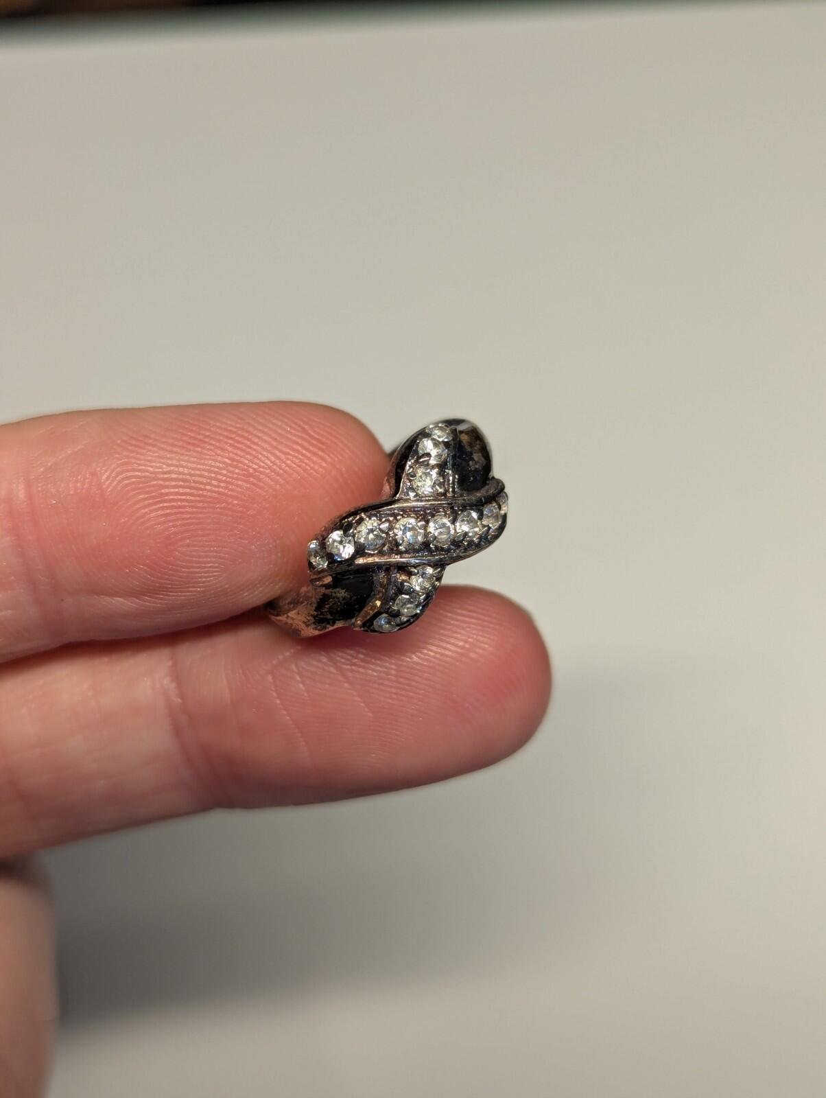 Vintage Sterling Silver CZ Cross Ring | Size M | 925 Silver - Image 6