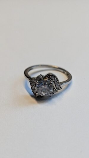 Vintage Sterling Silver Swarovski Halo Style Ring | Size Q | 925 Silver