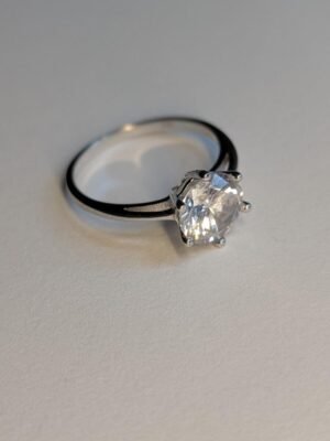 Vintage Sterling Silver Solitaire Ring | Size S 1/2 | 925 Silver